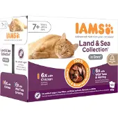IAMS Delights Senior Land & Meereskollektion in Sauce (12x85 gr)