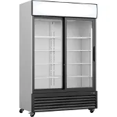 Saro Kühlschrank mit Glasschiebetüren + Werbetafel, GTK 700 SD, Hochwertiger Kühlschrank für optimale Präsentation und frische Produkte, Maße (L x B X H): 610 x 1120 x 1973 mm