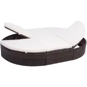 vidaXL Outdoor-Loungebett mit Kissen Poly Rattan Braun