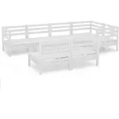 vidaXL 7-tlg. Garten-Lounge-Set Massivholz Kiefer Weiß