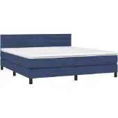 vidaXL Boxspringbett mit Matratze Blau 160x200 cm Stoff