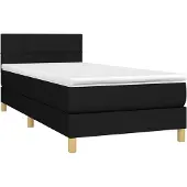 vidaXL Boxspringbett mit Matratze Schwarz 90x190 cm Stoff