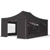 TOOLPORT 4x6m Aluminium Faltpavillon, inkl. 4 Seitenteile, schwarz