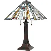 QUOIZEL Tiffany Maybeck Bronze Stahl Valiant Schreibtischlampe 2 Lichter E27