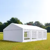 TOOLPORT Partyzelt Festzelt 5x8 m Garten-Pavillon PVC Plane 700 N in weiß Wasserdicht