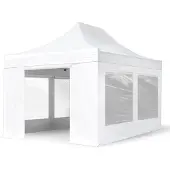 TOOLPORT 3x4,5m Aluminium Faltpavillon, inkl. 4 Seitenteile, weiß
