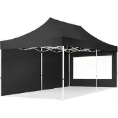 TOOLPORT 3x6m Stahl Faltpavillon, inkl. 2 Seitenteile, schwarz
