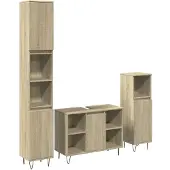 vidaXL 3-tlg. Badmöbel-Set Sonoma-Eiche Holzwerkstoff