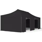 TOOLPORT 4x8m Aluminium Faltpavillon, inkl. 4 Seitenteile, schwarz