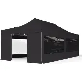 TOOLPORT 4x8m Aluminium Faltpavillon, inkl. 4 Seitenteile, schwarz