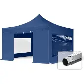 TOOLPORT 4x4m Aluminium Faltpavillon, inkl. 4 Seitenteile, blau