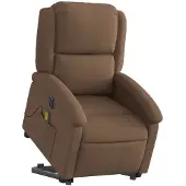 vidaXL Elektrischer Massagesessel mit Aufstehhilfe Braun Stoff