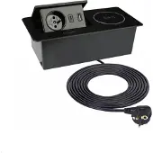 TecLines TES015B Einbau Steckdose mit USB A/C Charger, Qi, schwarz