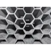 Living Walls Fototapete "Designwalls Honeycomb Structure 1", grau, B:3,5m L:2,55m, Vlies, Tapeten, Fototapete, Vlies, Wand, Schräge, Decke