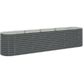 vidaXL Garten-Hochbeet 400 x 80 x 81 cm Verzinkter Stahl Grau