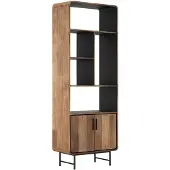 DTP Home Regal Evo aus recyceltem Teakholz, massiv, modernes Design, natur, Metallgestell, 6 Fächer, 2 Türen