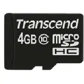 Transcend TS4GUSDC10, 4 GB, MicroSDHC, Klasse 10, NAND, 90 MB/s, Schwarz