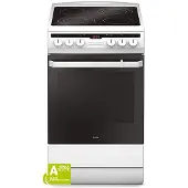 Amica SHC 5874 W, Freistehender Herd, Schwarz, Weiß, Tasten, Drehregler, Vorne oben, LCD, Keramik