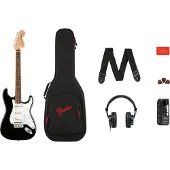 Squier Affinity Series Stratocaster- & Mustang Micro-Pack Schwarz mit Gigbag und HD9-Kopfhörer