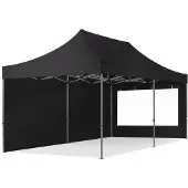 TOOLPORT 3x6m Stahl Faltpavillon, inkl. 2 Seitenteile, schwarz