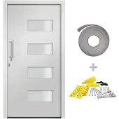 vidaXL Haustür Aluminium und PVC Weiß 100x210 cm