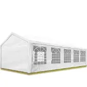 TOOLPORT Partyzelt Pavillon 4x10 m in weiß PE Plane 350 N Wasserdicht UV Schutz Festzelt Gartenzelt