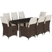 vidaXL 9-tlg. Garten-Bistro-Set mit Kissen Braun Poly Rattan