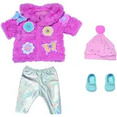 Baby Born Flauschmantel 43cm - Puppenoutfit Jacke, Leggings, Mütze + Stiefel