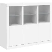 vidaXL Sideboards mit LED-Leuchten 3 Stk. Weiß Holzwerkstoff