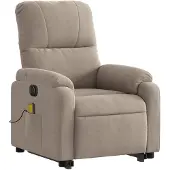 vidaXL Massagesessel Aufstehhilfe Elektrisch Taupe Mikrofasergewebe