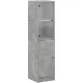 vidaXL Highboard mit Glastür Betongrau 35x37x142 cm