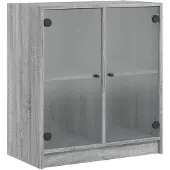 vidaXL Beistellschrank mit Glastüren Grau Sonoma 68x37x75,5 cm