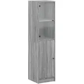 vidaXL Highboard mit Glastür Grau Sonoma 35x37x142 cm
