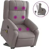 vidaXL Massagesessel mit Aufstehhilfe Taupe Stoff
