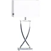 By Rydens Omega Tischleuchte Chrome/White - , Omega, Metallisch, für Wohnzimmer, Stoff / Textil, Modern