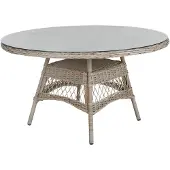 Brafab Kamomill Gartenesstisch Geflecht/Glas Beige Ø130x73 cm