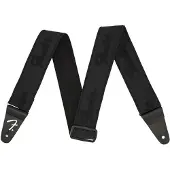 Fender WeighLess 2"-Running Logo-Gitarrengurt Schwarz/Schwarz