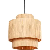 Beliani Hängeleuchte Naturfarben Raphia-Papier mit Rundem Schirm Trommelform Wasserfall-Optik Langes Kabel Boho für Esstisch Wohnzimmer Flur Wohnküche