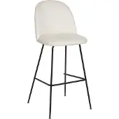 Beliani Barstühle 2er Set Cremeweiß aus Samtstoff Schwarze Metall Beine Glamour Look Modern für Esszimmer Wohnzimmer Theke