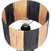 Beliani Tischlampe Naturfarben u. Schwarz Palmblatt Trommelfrom 41 cm Papierschirm u. -fuß Boho-Stil Langes Kabel mit Schalter Schlafzimmer Ausstattung