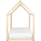 Beliani Hausbett für Kinder Hellbraun aus Holz 90 x 200 cm mit Lattenrost Bettgestell Hausform Kinderzimmer Kinderbett Jugendbett
