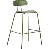 Beliani Barstuhl 2er Set Olivgrün Kunststoff und Metall mit Lehne Fußstützen Modernes Design Sitzmöbel Wohnzommer Küche Bar Wohnküche Ausstattung