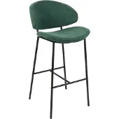 Beliani Barstuhl 2er Set Dunkelgrün Stoffbezug und Metall mit Lehne Fußstützen Modernes Design Sitzmöbel Wohnzommer Küche Bar Wohnküche Ausstattung