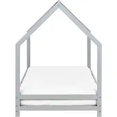 Beliani Kinderbett Grau Kiefernholz mit Lattenrost 90 x 200 cm Skandi Modernes Design Jugendzimmer Kinderzimmer Hausbett Himmelbett Einzelbett