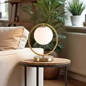 LumenXL Goldene Design-Tischleuchte mit Milchglas - Gene