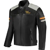 Rusty Stitches Jari V2 Motorrad Lederjacke, schwarz/grau, M
