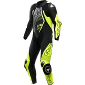 Dainese Audax D-Zip Perforierte Schwarz Gelb Fluo Weiß 1-Teiler Motorrad Lederkombi Größe 46