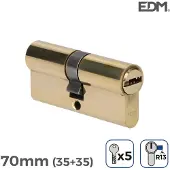 EDM Türzylinder aus Nickel 70mm (35+35mm) Kurz Cam R13 mit 5 Sicherheitsschlüsseln inklusive
