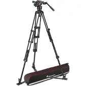 Manfrotto Nitrotech 608 & Alu Doppelrohr-Stativ mit Bodenspinne