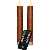 Annas collection LED-Tafelkerzen Wachs Kupfer 18 cm 2 Stück